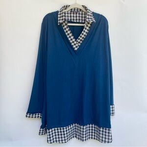 BloomChic Checked Sweater Shirt Blue US 28